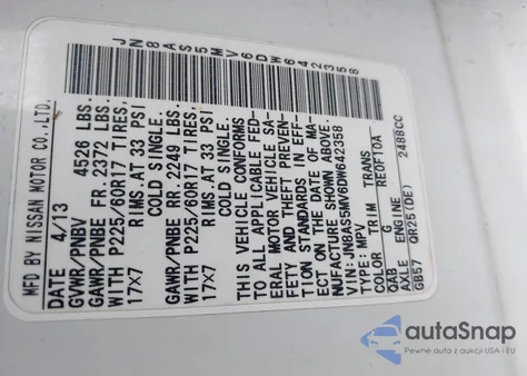 2013 Nissan Rogue Sv из США, поврежденный, VIN JN8AS5MV6DW642358